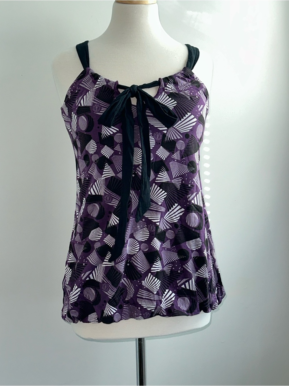 Element Purple Geometric Tie-Front Camisole with Black Straps